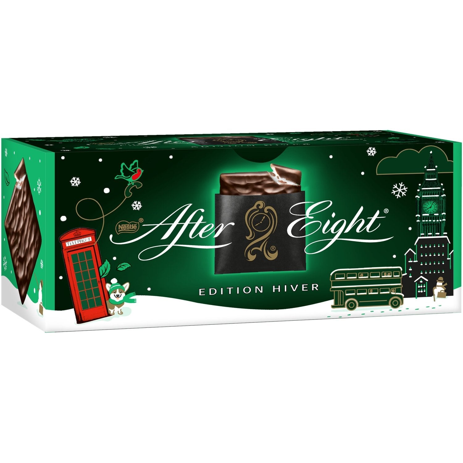 Bouchées de Chocolat Noir, Fourrés à la Menthe AFTER EIGHT - Gamme de Noël 2025 la boite de 200g