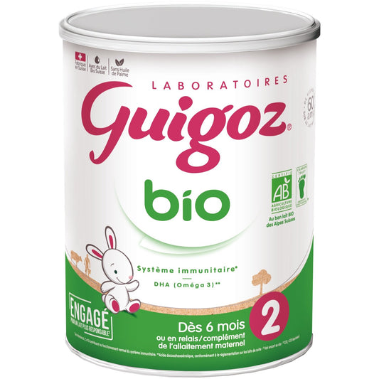 Lait Bébé en Poudre 2ème Âge Dès 6 Mois Bio GUIGOZ la boite de 800g