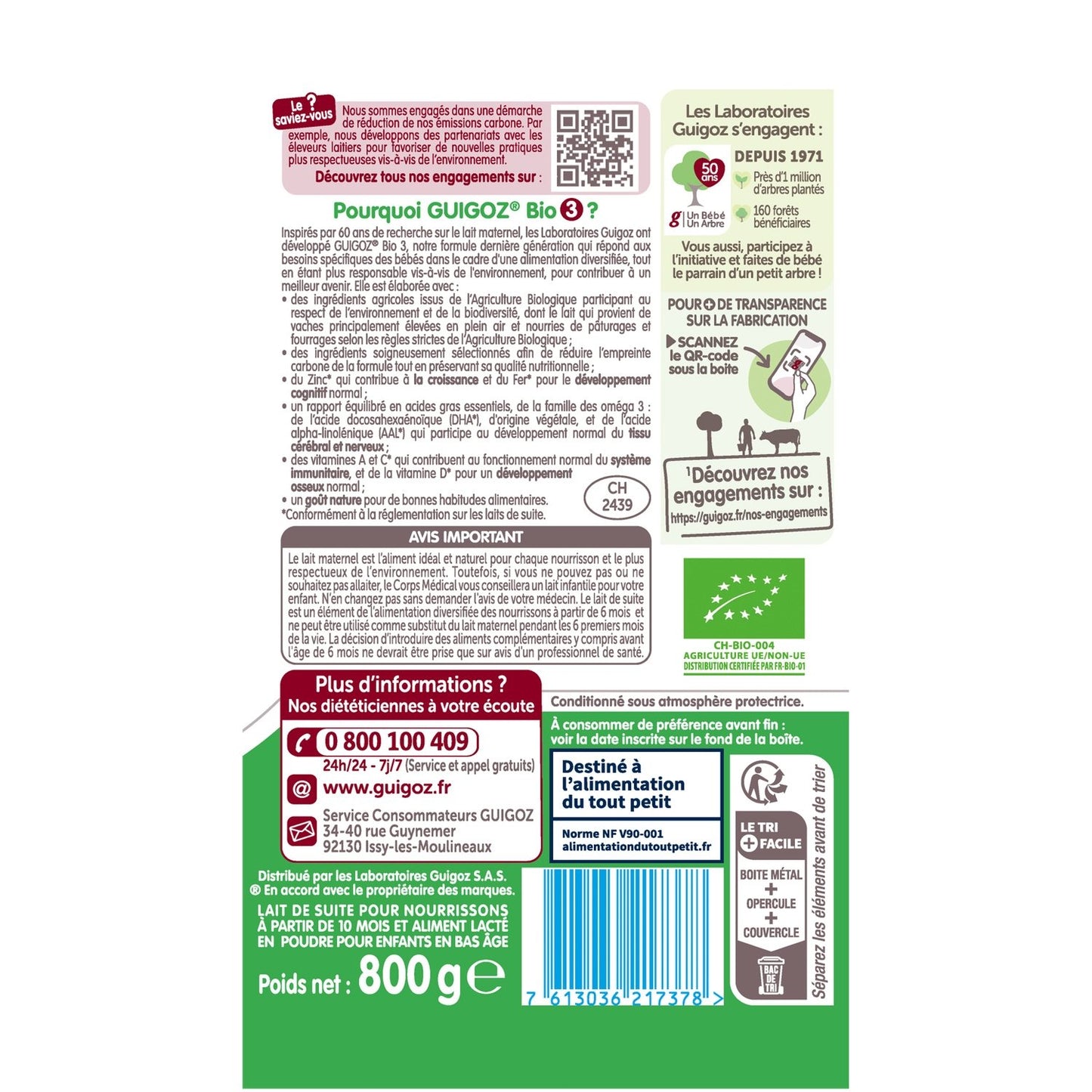 GUIGOZ Organic Powdered Baby Milk 3rd Age