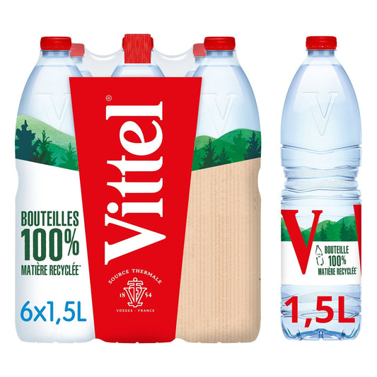 Eau Minérale Naturelle Plate VITTEL le pack de 6 bouteilles de 1,5L
