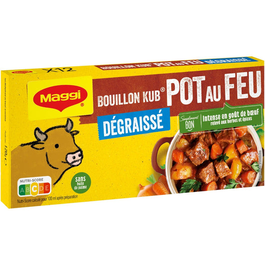 Bouillon Kub Pot au Feu Dégraissé MAGGI la boite de 12 cubes - 120g