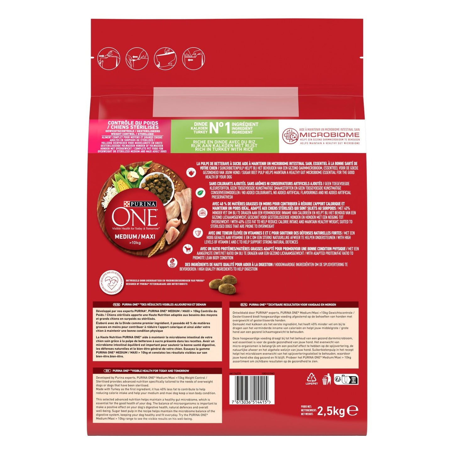 Croquettes pour Chien Adulte Medium Maxi +10kg Stérilisé Dinde Riz PURINA ONE