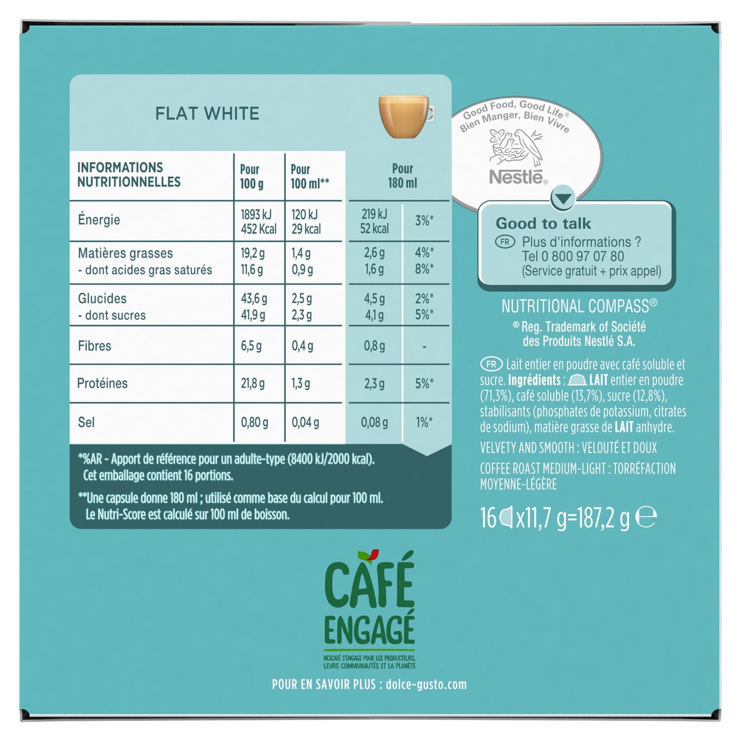 Café Capsules Compatible Dolce Gusto Flat White NESCAFE DOLCE GUSTO