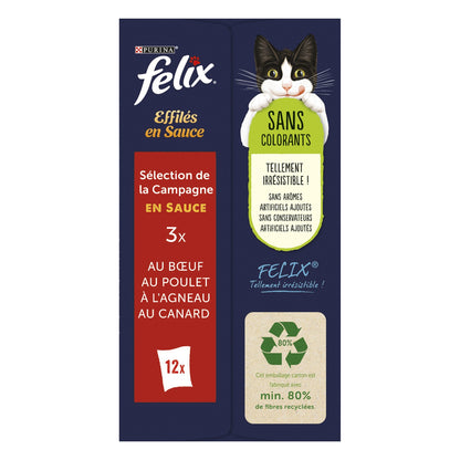 Purina Felix Adult Cat Food Shredded in Sauce with Beef, Chicken, Lamb &amp; Duck