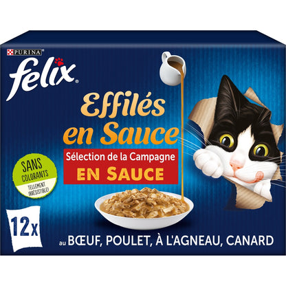 Purina Felix Adult Cat Food Shredded in Sauce with Beef, Chicken, Lamb &amp; Duck