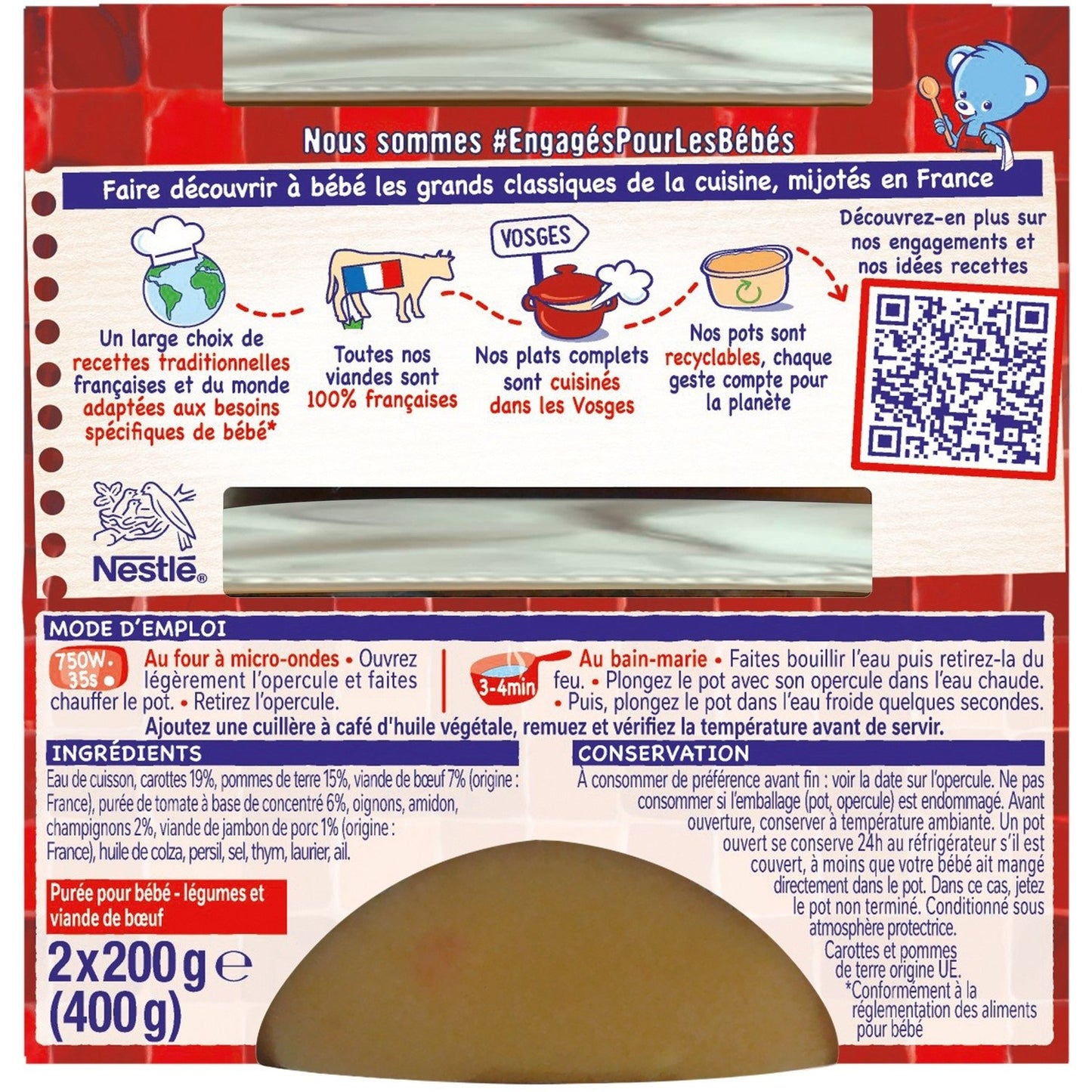 Plat Bébé Dès 12 Mois Légumes Bœuf Bourguignon P'tite Recette NESTLE