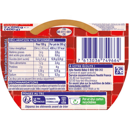 Plat Bébé Dès 12 Mois Légumes Bœuf Bourguignon P'tite Recette NESTLE