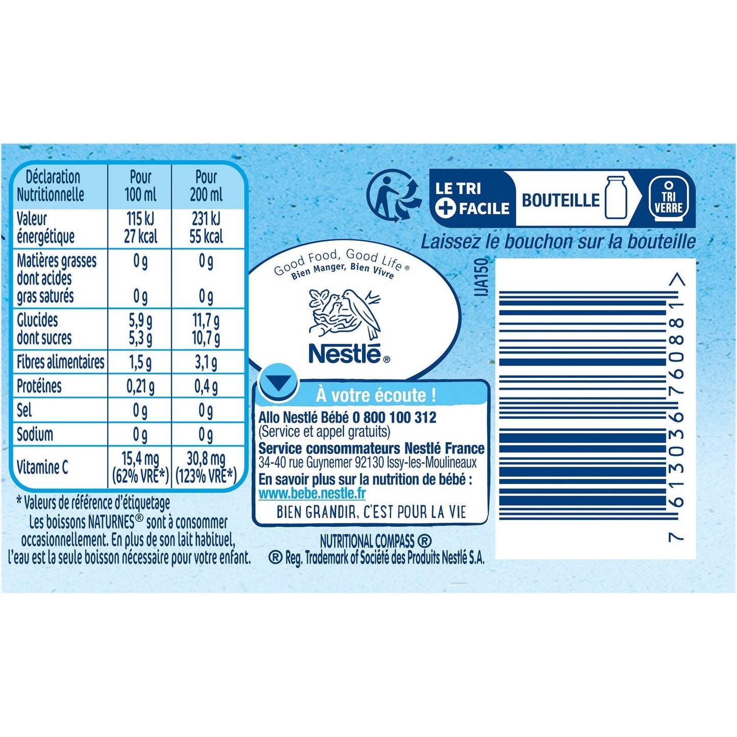 Boissons Bébé Bio Dès 6 Mois, Poire & Abricot, Sans Sucres Ajoutés NESTLE