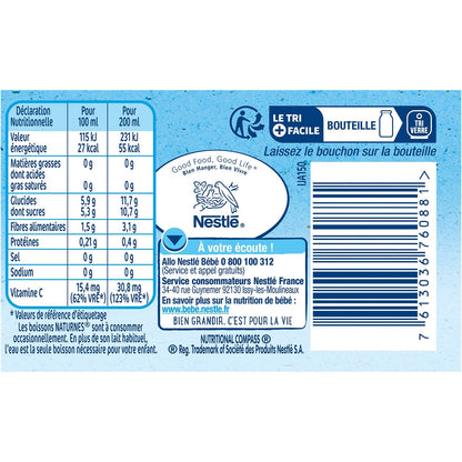 Boissons Bébé Bio Dès 6 Mois, Poire & Abricot, Sans Sucres Ajoutés NESTLE