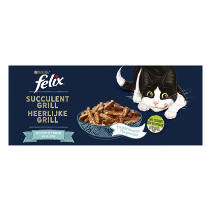 Pâtée pour Chat Adulte en Sauce Saumon Thon Cabillaud Carrelet Succulent Grill FELIX