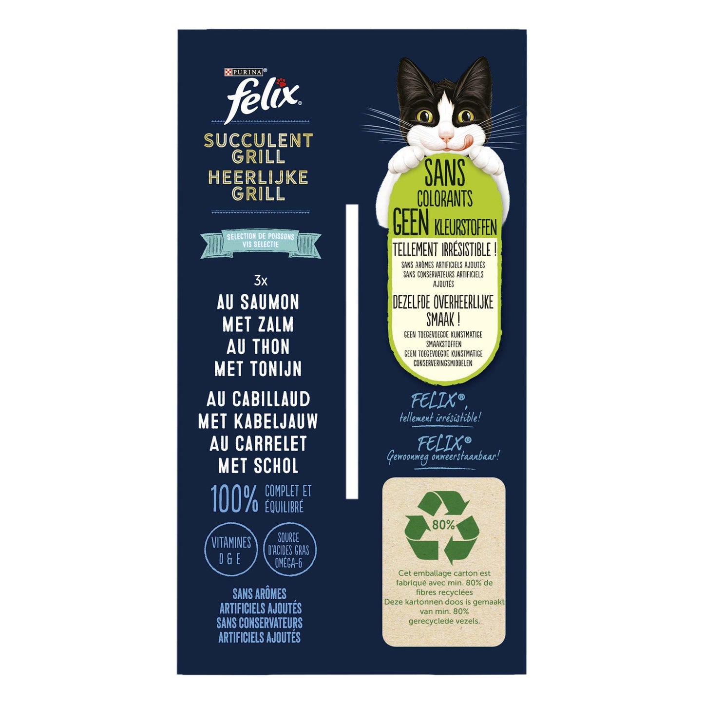 Pâtée pour Chat Adulte en Sauce Saumon Thon Cabillaud Carrelet Succulent Grill FELIX
