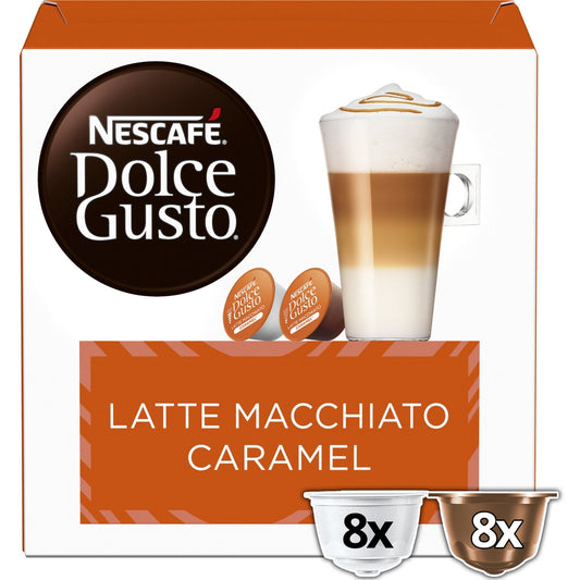Café au Lait Capsules Latte Macchiato Caramel NESCAFE DOLCE GUSTO la boîte de 16 capsules