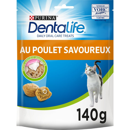 Friandises pour Chat Adulte Hygiène Bucco-Dentaire Poulet DENTALIFE le paquet de 140g