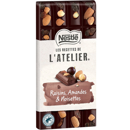 Tablette de Chocolat Raisins Amandes et Noisettes NESTLE LES RECETTES DE L'ATELIER
