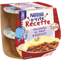 Plat Bébé Dés 8 Mois Moussaka au Bœuf P'tite Recette NESTLE 2 pots de 200 g