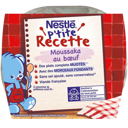 Plat Bébé Dés 8 Mois Moussaka au Bœuf P'tite Recette NESTLE