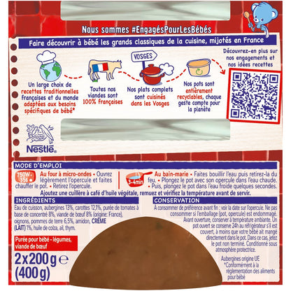Plat Bébé Dés 8 Mois Moussaka au Bœuf P'tite Recette NESTLE