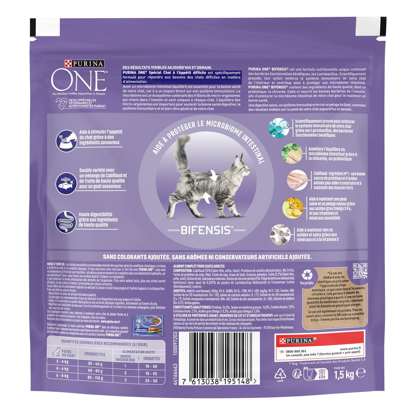 Croquettes Pour Chat Adulte Appétit Difficile Cabillaud Truite Bifensis PURINA ONE 
