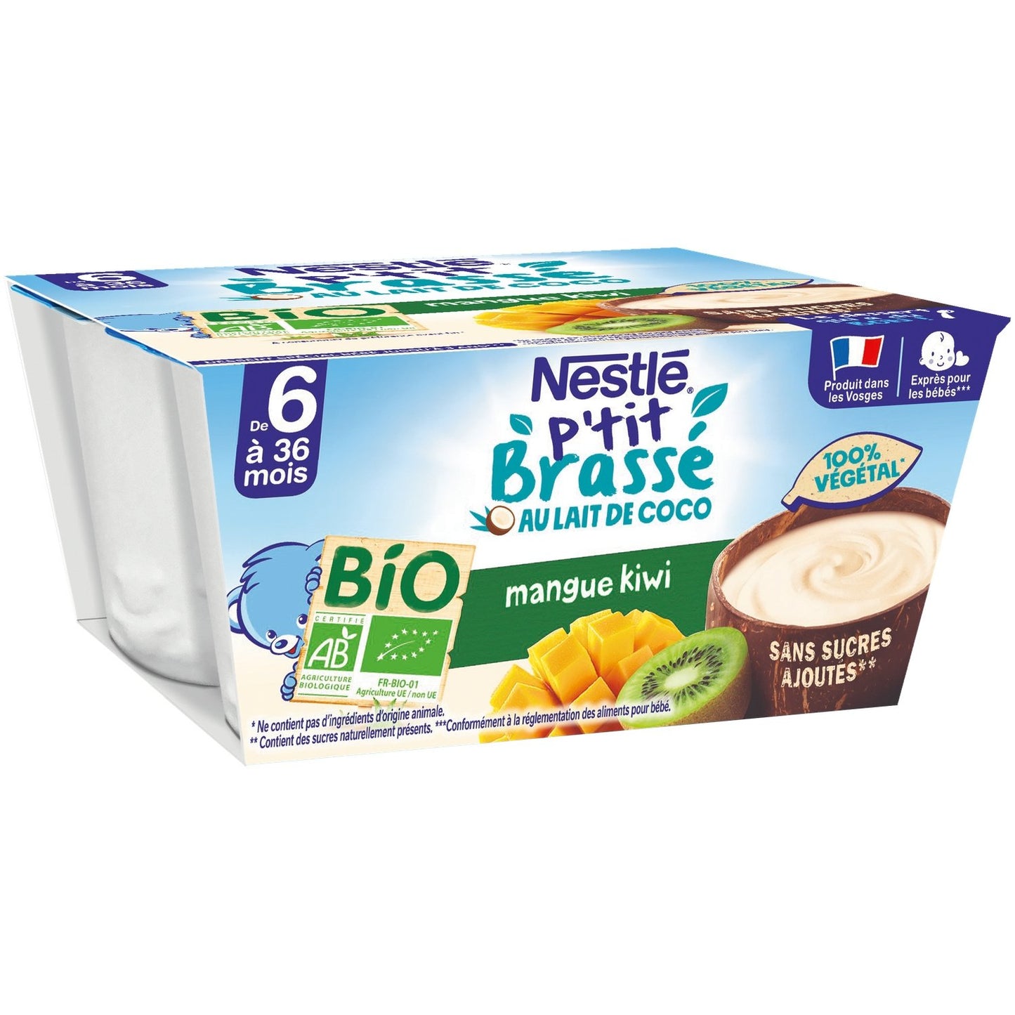 Baby Dessert +6 Months Coconut Milk Mango &amp; Organic Kiwi P'TIT BRASSE