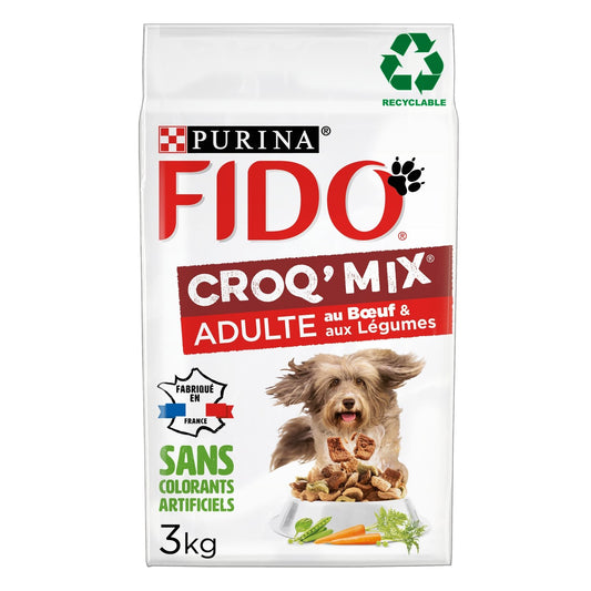 Croquettes pour Chien Adulte Boeuf Légumes FIDO Le sac de 3kg