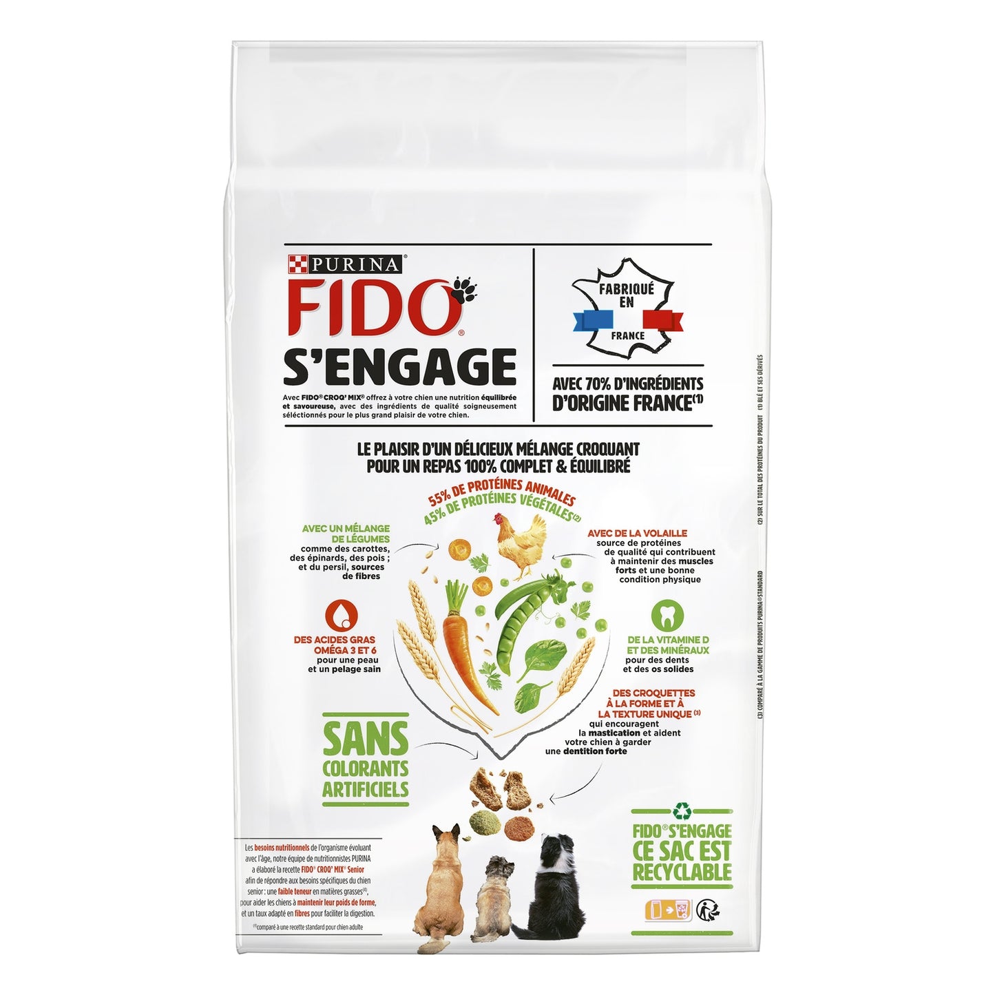 Croquettes pour Chien Sénior Volaille Légumes Croq' Mix FIDO
