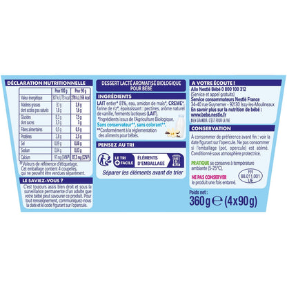 Organic Baby Dessert from 6 Months, Organic Vanilla NESTLE