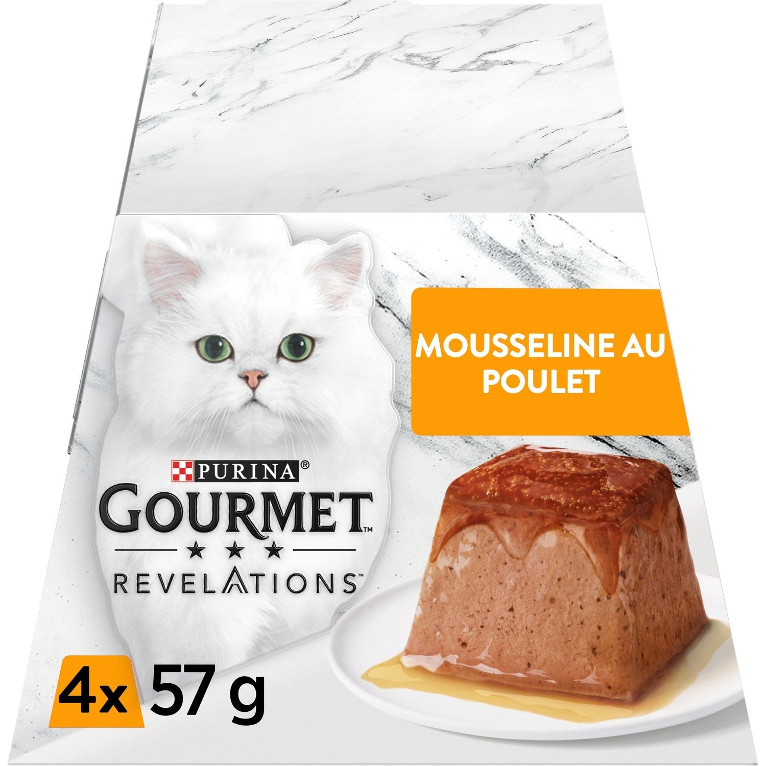 Pâtée pour Chat Adulte en Mousse Poulet Nappée Sauce Gourmet Revelations GOURMET Les 4 paquets de 57g