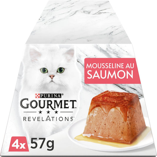 Pâtée pour Chat Adulte en Mousse Saumon Revelations GOURMET Les 4 barquettes de 57g