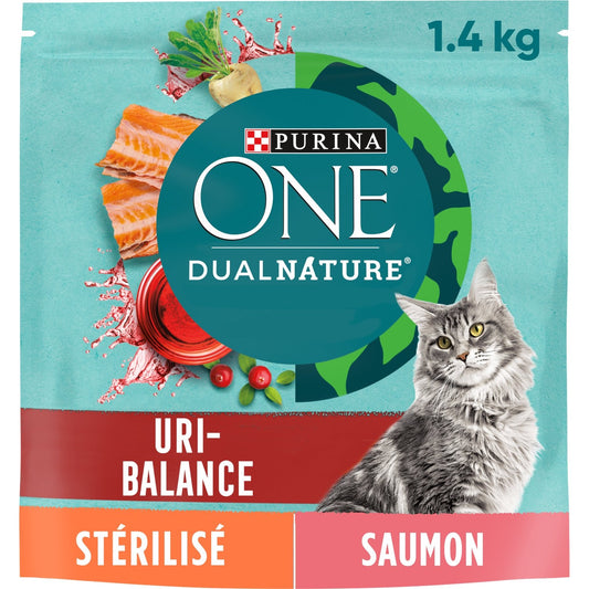 Croquettes pour Chat Adulte Stérilisé Saumon Cranberry Dual Nature PURINA Le sac d'1,4kg