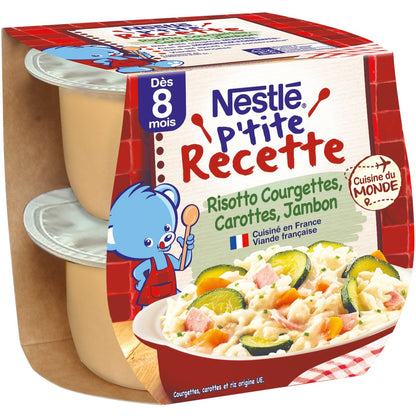 Plat Bébé Dés 8 Mois Risotto Courgettes Carottes Jambon P'tite Recette NESTLE