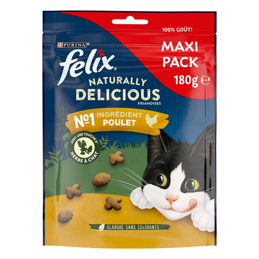 Friandises pour Chat Adulte Poulet Herbe à Chat Naturally Delicious FELIX le sachet de 180g