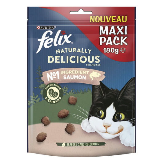 Friandises pour Chat Adulte Saumon Epinard Naturally Delicious FELIX le sachet de 180g