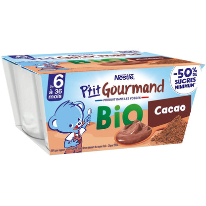 Dessert Bébé Dès 6 Mois, Cacao Bio P'TIT GOURMAND