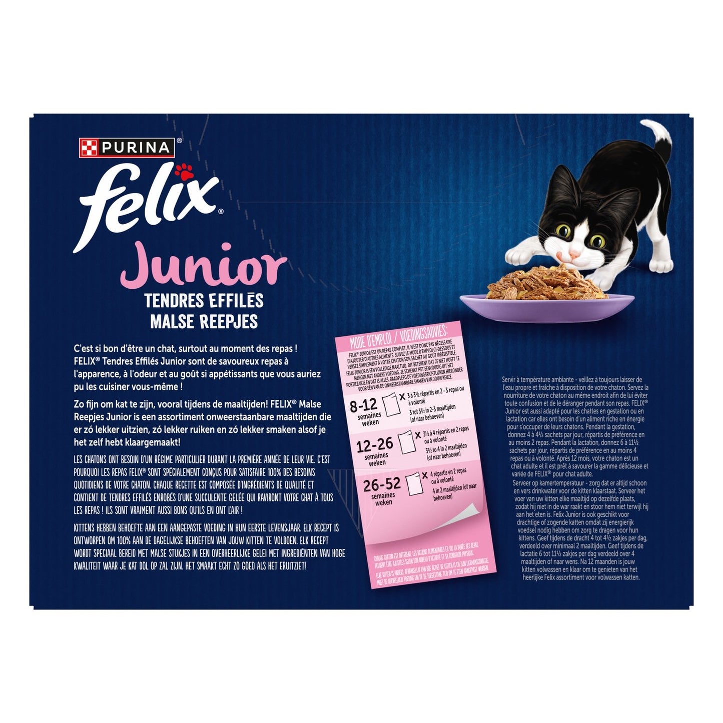 Pâtée pour Chat Junior Tendres Effilés en Gelée Poulet Saumon Boeuf Truite FELIX