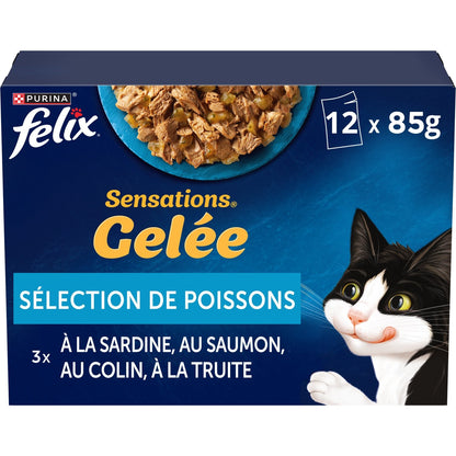 Adult Cat Food in Jelly Sardine Salmon Hake Trout Sensations FELIX