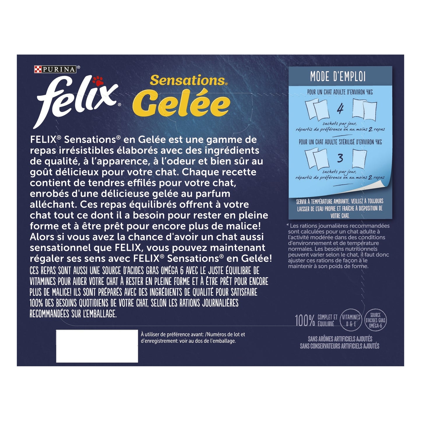 Pâtée pour Chat Adulte en Gelée Dinde Boeuf Poisson Légume Sensations FELIX