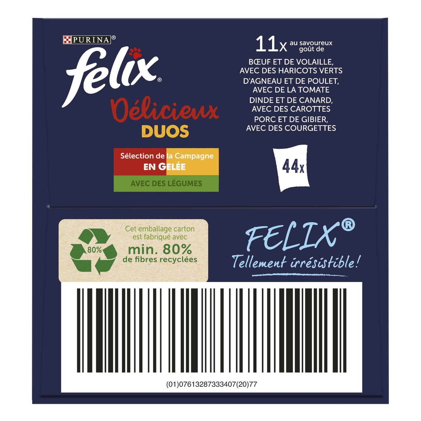 Pâtée pour Chat Adulte Délicieux Duos en Gelée Sélection Campagne Légume FELIX