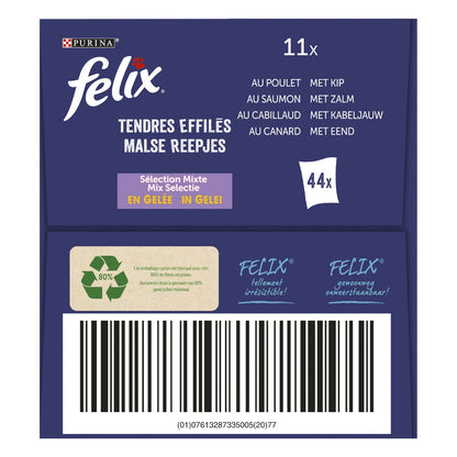 Pâtée pour Chat Adulte Tendres Effilés en Gelée Mixte FELIX