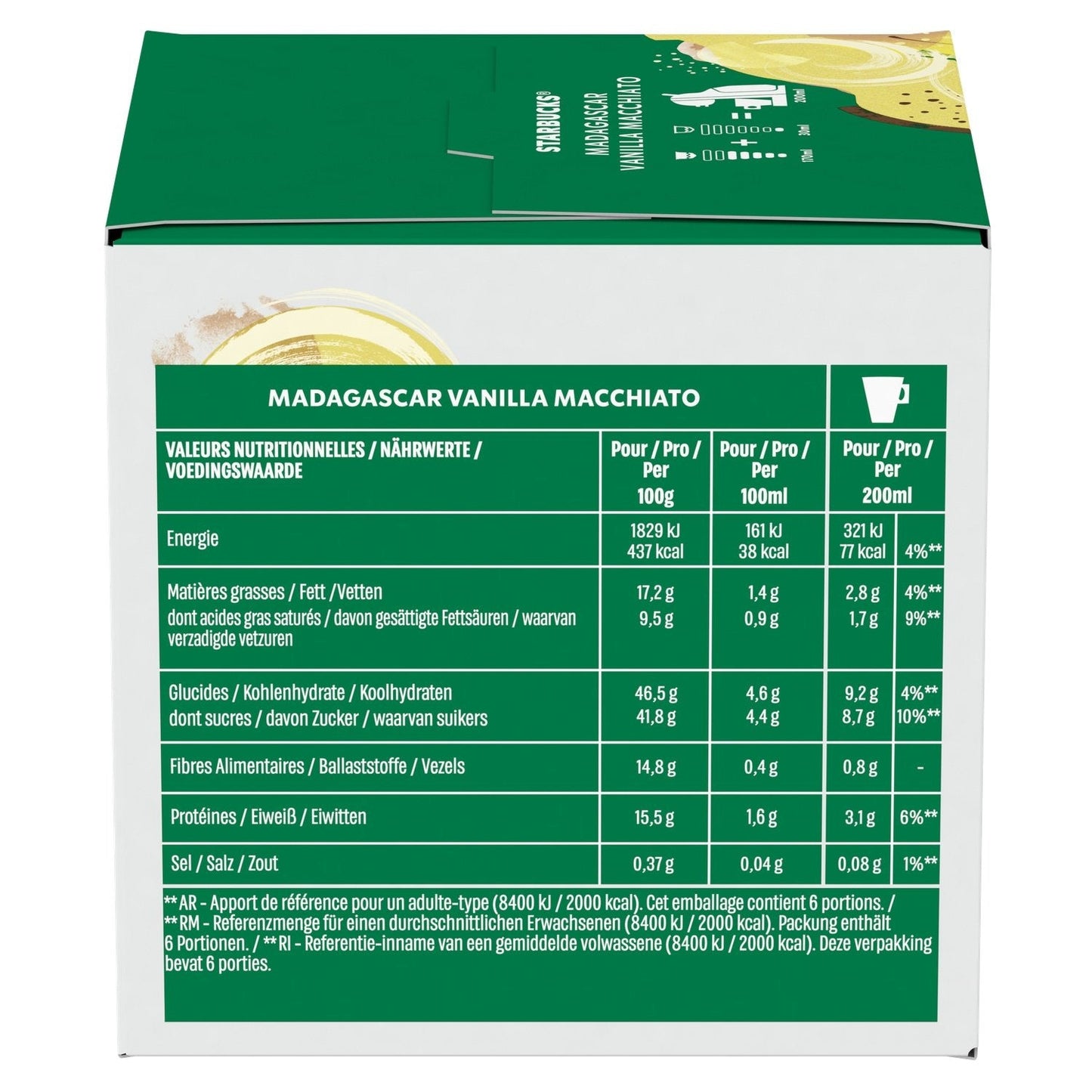 [ANTI-GASPILLAGE] Café Capsules Macchiato Vanille Compatible Dolce Gusto STARBUCKS - Date de durabilité minimale : 31/10/2025