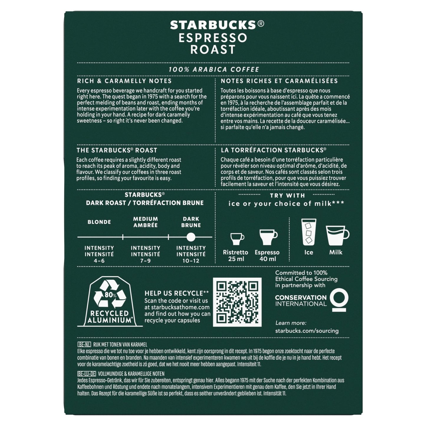 Coffee Capsules Compatible with Nespresso Espresso Roast Intensity 11 By Nespresso STARBUCKS