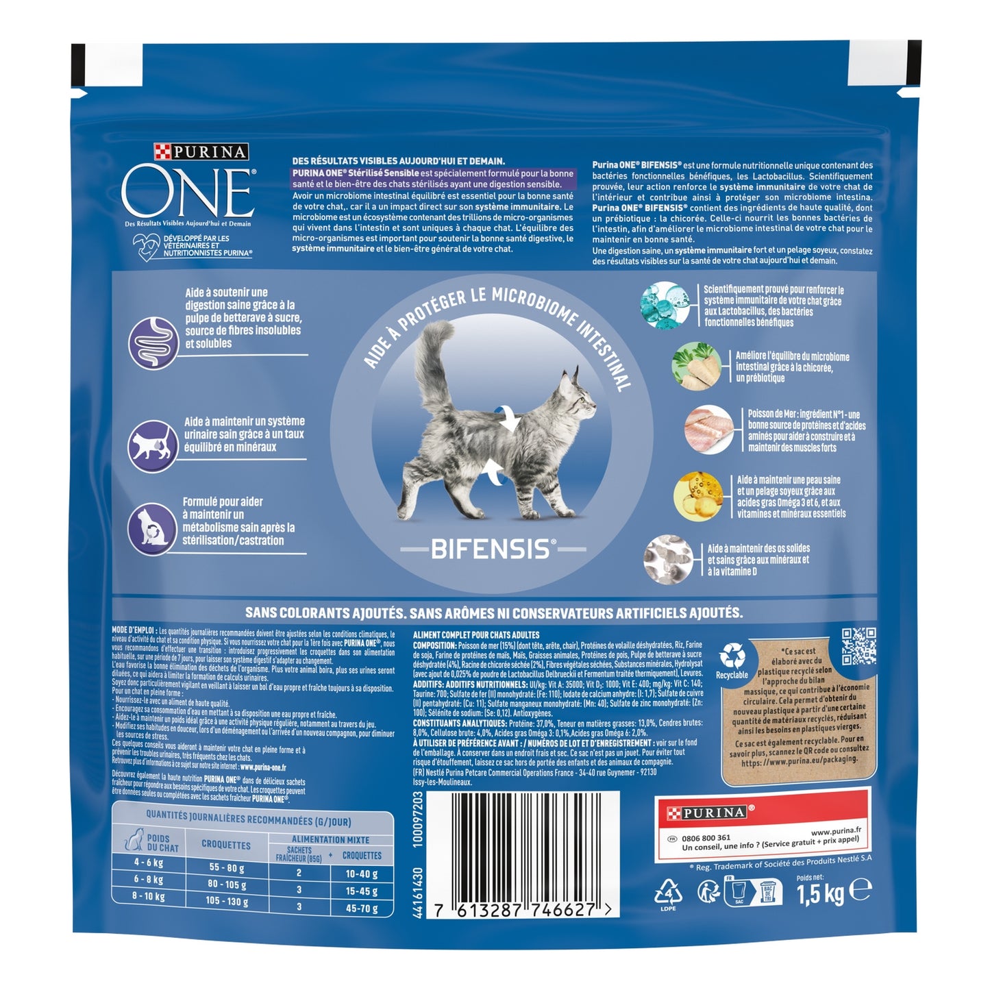 Croquettes pour Chat Adulte Stérilisé Sensible Poisson Mer Bifensis PURINA