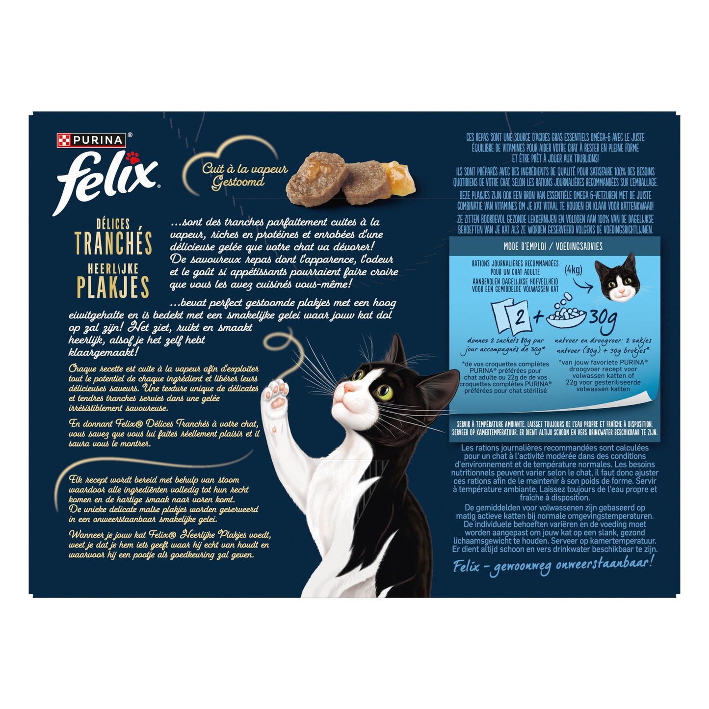 Pâtée pour Chat Adulte en Gelée Saumon Thon Cabillaud Carrelet Délices Tranchés FELIX