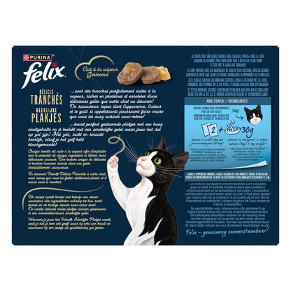 Pâtée pour Chat Adulte en Gelée Saumon Thon Cabillaud Carrelet Délices Tranchés FELIX