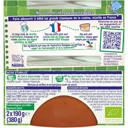 Baby Dish From 8 Months Organic Spaghetti Bolognese Little Recipe NESTLE