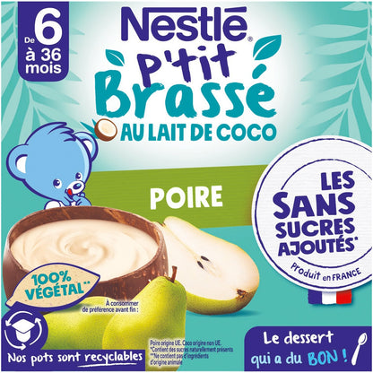 Déssert pour Bébé Dés 6mois, au Lait de Coco Poire P'TIT BRASSE NESTLE