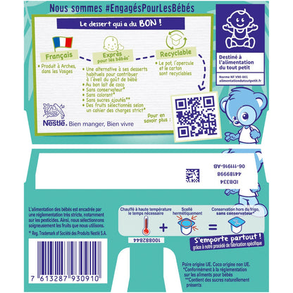 Déssert pour Bébé Dés 6mois, au Lait de Coco Poire P'TIT BRASSE NESTLE