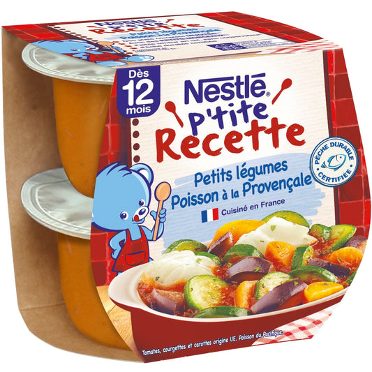 Plat Bébé Dés 12 Mois Poisson à la Provençale P'tite Recette NESTLE boite de 400g