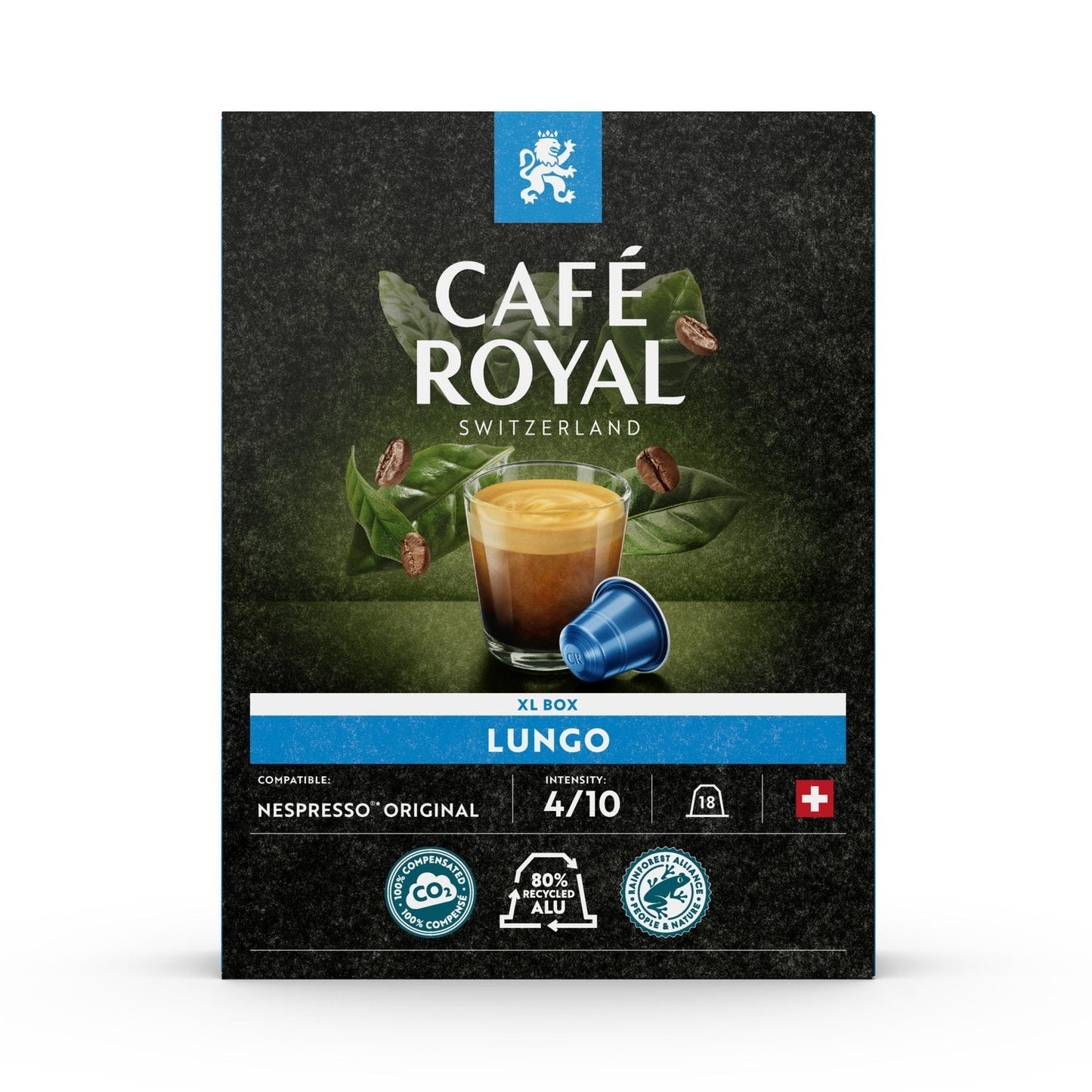 [ANTI-GASPILLAGE] Café Capsules Lungo Intensité 4 Compatible Nespresso CAFE ROYAL - Date de durabilité minimale : 28/02/2026