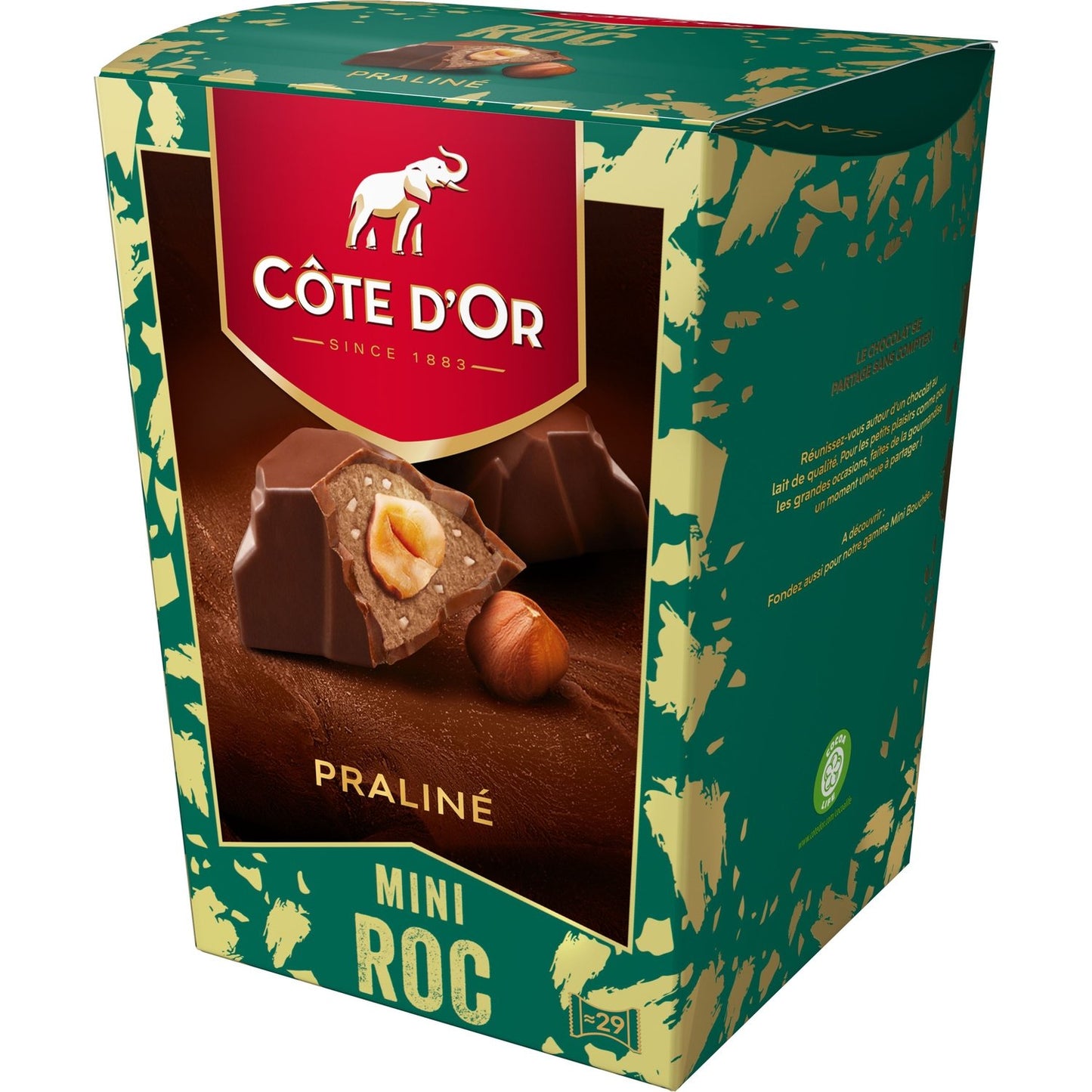 Bouchées de Chocolat Praliné avec Noisettes Mini Roc COTE D'OR - Gamme de Noël 2025 La boîte de 279 g