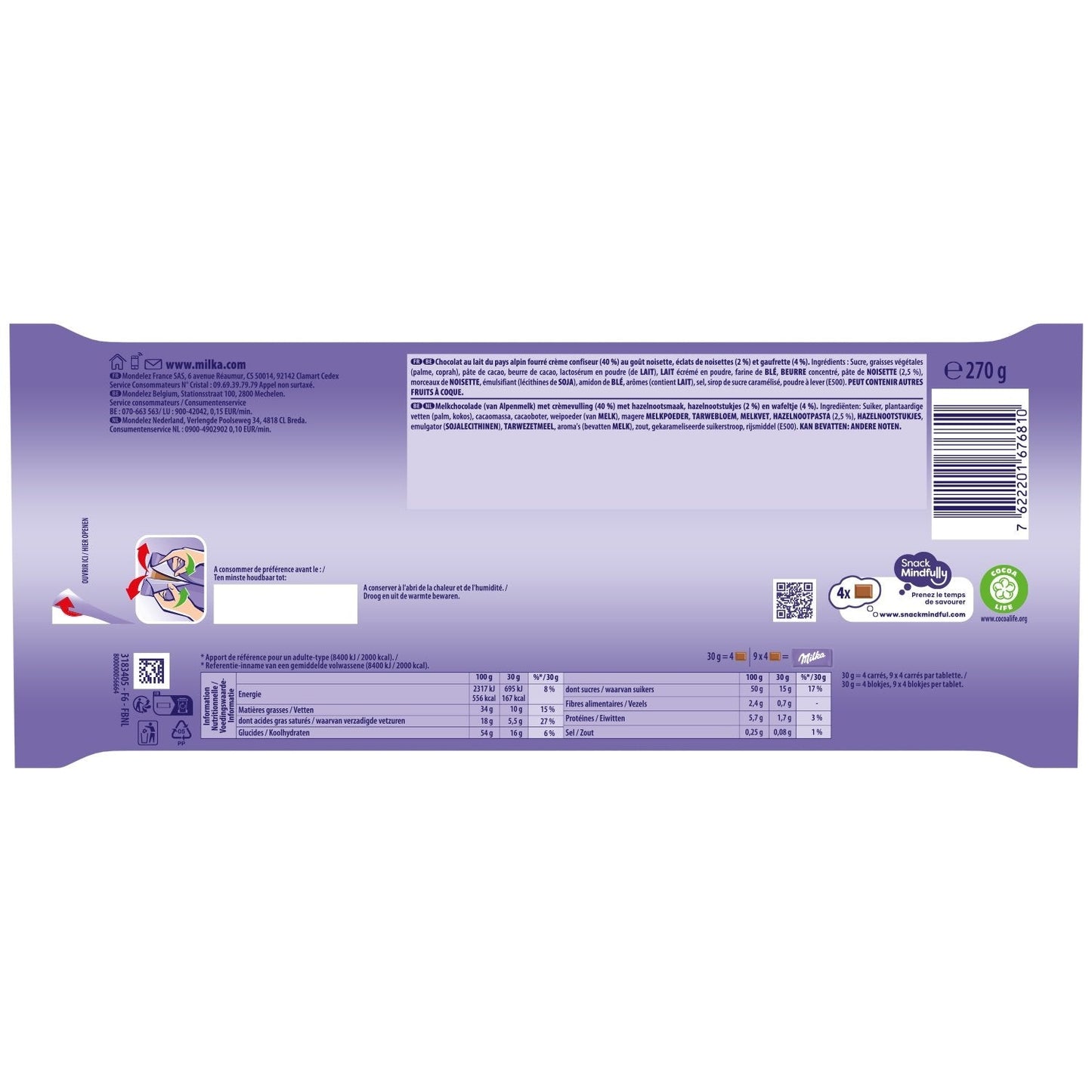 [ANTI-GASPILLAGE] Tablette de Chocolat Lait Nussini MILKA - Date de durabilité minimale : 12/02/2026